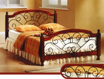Кровать PS 809A (90*200) (решетка металлическая) (цвет: Rose Oak - Темная вишня)  (МИК)МИК Кровать PS 809A (90*200) (решетка металлическая) (цвет: Rose Oak - Темная вишня) 