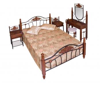 Кровать PS 870 (160*203) (решетка металлическая) (цвет: Rose Oak - Темная вишня)  (МИК)МИК Кровать PS 870 (160*203) (решетка металлическая) (цвет: Rose Oak - Темная вишня) 