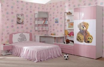 Детская комната "Бьянка" ( мишка розовый ) (Ижмебель)Ижмебель Детская комната "Бьянка" ( мишка розовый )