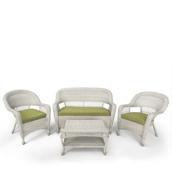 Комплект плетеной мебели из искусственного ротанга LV130 White/Green (Афина-мебель)Афина-мебель Комплект плетеной мебели из искусственного ротанга LV130 White/Green