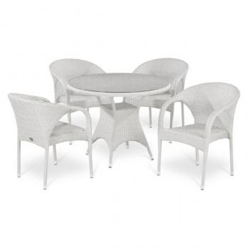 Обеденный комплект плетеной мебели из искусственного ротанга T220CW/Y290W-W2 White 4Pcs (Афина-мебель)Афина-мебель Обеденный комплект плетеной мебели из искусственного ротанга T220CW/Y290W-W2 White 4Pcs
