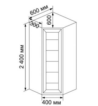 ВЕРОНА-1 (h=2400 прост.стекло) Угловой книжный шкаф (МегаЭлатон)МегаЭлатон ВЕРОНА-1 (h=2400 прост.стекло) Угловой книжный шкаф