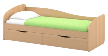 Кровать с ящиками 80*190, с поддоном ЛДСП  "Пионер" Кр15 (Омскмебель )Омскмебель  Кровать с ящиками 80*190, с поддоном ЛДСП  "Пионер" Кр15