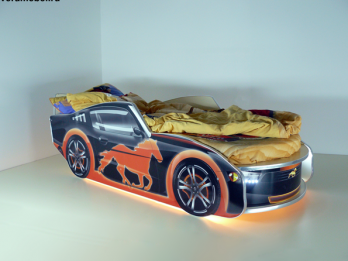Кровать Мустанг Премиум Черная с подсветкой (ВиВера мебель)ВиВера мебель Кровать Мустанг Премиум Черная с подсветкой