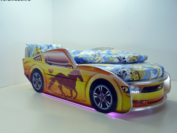 Кровать Мустанг Премиум Желтая с подсветкой (ВиВера мебель)ВиВера мебель Кровать Мустанг Премиум Желтая с подсветкой