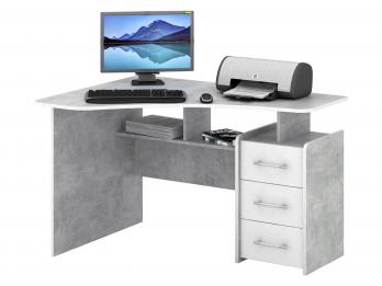 Компьютерный стол Триан-5 Бетон / Белый Левый (Мастер)Мастер Компьютерный стол Триан-5 Бетон / Белый Левый