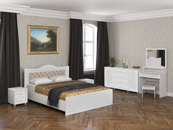 Спальня Афина-5 мягкая спинка белое дерево (Система Мебели)Система Мебели Спальня Афина-5 мягкая спинка белое дерево