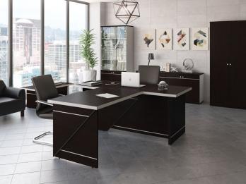 Комплект офисной мебели Зум Темный К5 [Темный дуб] (Pointex)Pointex Комплект офисной мебели Зум Темный К5 [Темный дуб]