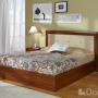 Кровать с изголовьем из натуральной коричневой кожи и подъёмным механизмом на 180