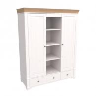 Бейли Шкаф с 2-мя глухими дверями и полками белый воск/антик