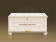 Банкетка на ножках (декор "Тюльпан") Б5.105.22 Карамель/Патина золото/Беж