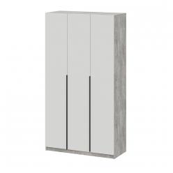 Шкаф распашной ШК 5 (1200), Цемент светлый, Белый шагрень