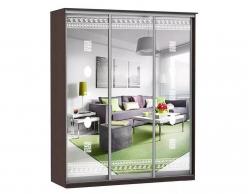 Модерн 2076х450 3-х дверный 3-х секционный зеркальный с пескоструем №2 венге