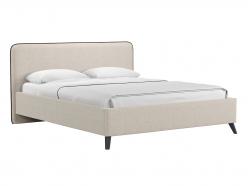Миа кровать 160 Bravo white (светло-бежевый) / кант Лайт 10 Велюр (коричневый)