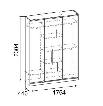 Модуль 13 Шкаф-купе трехдверный "Фортуна" (Ижмебель)Ижмебель Модуль 13 Шкаф-купе трехдверный "Фортуна"