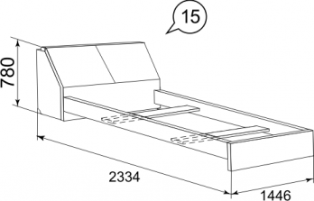 Модуль 15 Кровать двуспальная "Олеся" (Ижмебель)Ижмебель Модуль 15 Кровать двуспальная "Олеся"