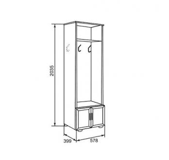 Модуль 2 Шкаф комбинированный с вешалкой "Легенда" (Ижмебель)Ижмебель Модуль 2 Шкаф комбинированный с вешалкой "Легенда"