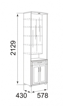 Модуль 3 Шкаф комбинированный с зеркалом "Атлант" (Ижмебель)Ижмебель Модуль 3 Шкаф комбинированный с зеркалом "Атлант"