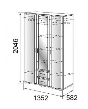 Модуль 6 Шкаф для одежды трехдверный "Ника Премиум" (Ижмебель)Ижмебель Модуль 6 Шкаф для одежды трехдверный "Ника Премиум"