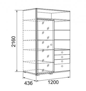 Модуль 2 Шкаф комбинированный "Сантана" с рисунком  (Ижмебель)Ижмебель Модуль 2 Шкаф комбинированный "Сантана" с рисунком 