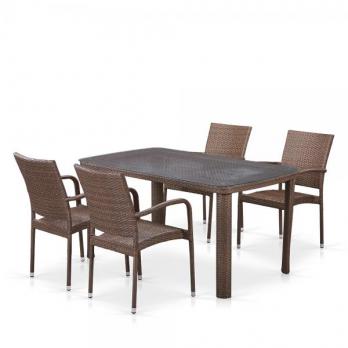 Комплект плетеной мебели из искусственного ротанга T51A/Y376-W773-150x85 4Pcs Brown (Афина-мебель)Афина-мебель Комплект плетеной мебели из искусственного ротанга T51A/Y376-W773-150x85 4Pcs Brown