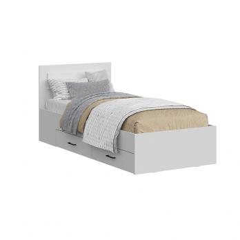 "Бали" Кровать одинарная с ящиками (0,9х2,0) Белый шагрень (Арника)Арника "Бали" Кровать одинарная с ящиками (0,9х2,0) Белый шагрень