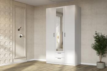 "Бали" Шкаф трехстворчатый Белый шагрень (Арника)Арника "Бали" Шкаф трехстворчатый Белый шагрень