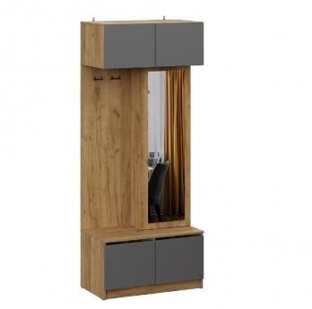 "Авиньон" Вешалка с зеркалом Дуб Крафт Золотой/Графит серый (БТС)БТС "Авиньон" Вешалка с зеркалом Дуб Крафт Золотой/Графит серый