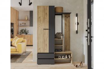 Прихожая Кинг ПР-04, Крафт, Графит (БТС)БТС Прихожая Кинг ПР-04, Крафт, Графит