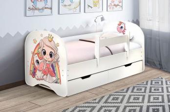 Кровать с фотопечатью с ящиками 800*1900 Принцесса (Белый) (Эльбрус-М)Эльбрус-М Кровать с фотопечатью с ящиками 800*1900 Принцесса (Белый)