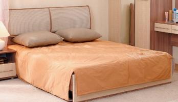 Модуль 17 Кровать двуспальная  "Олеся" с мягким изголовьем (Ижмебель)Ижмебель Модуль 17 Кровать двуспальная  "Олеся" с мягким изголовьем