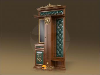 Прихожая готовая Б11.4-3 в багете Орех/Патина Золото/Изумруд (Мебель Благо)Мебель Благо Прихожая готовая Б11.4-3 в багете Орех/Патина Золото/Изумруд
