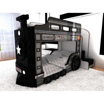 Двухъярусная кровать-машина Паровоз (чёрный) (Ред Ривер)Ред Ривер Двухъярусная кровать-машина Паровоз (чёрный)