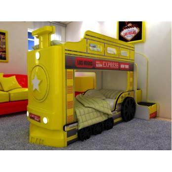 Двухъярусная кровать-машина Паровоз (желтый) (Ред Ривер)Ред Ривер Двухъярусная кровать-машина Паровоз (желтый)