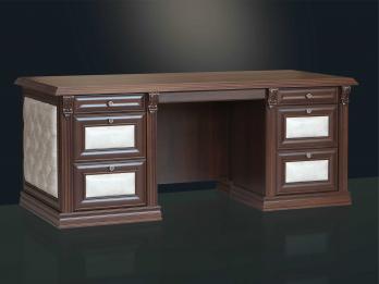 Двухтумбовый стол в кабинет с эко-кожей, орех (Мебель Благо)Мебель Благо Двухтумбовый стол в кабинет с эко-кожей, орех