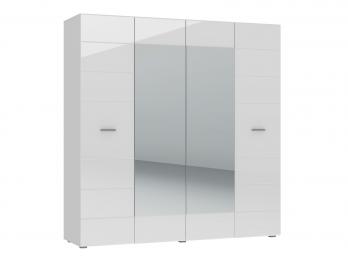 Распашной четырехстворчатый шкаф Глосс Белый глянец (НК-Мебель)НК-Мебель Распашной четырехстворчатый шкаф Глосс Белый глянец