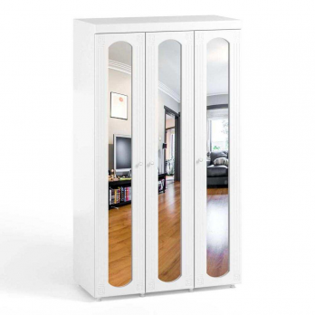 Шкаф 3-х дверный с зеркалами Афина АФ-55 белое дерево (Система Мебели)Система Мебели Шкаф 3-х дверный с зеркалами Афина АФ-55 белое дерево