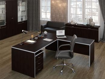 Комплект офисной мебели Комплект Свифт Темный К1 [Темный дуб] (Pointex)Pointex Комплект офисной мебели Комплект Свифт Темный К1 [Темный дуб]