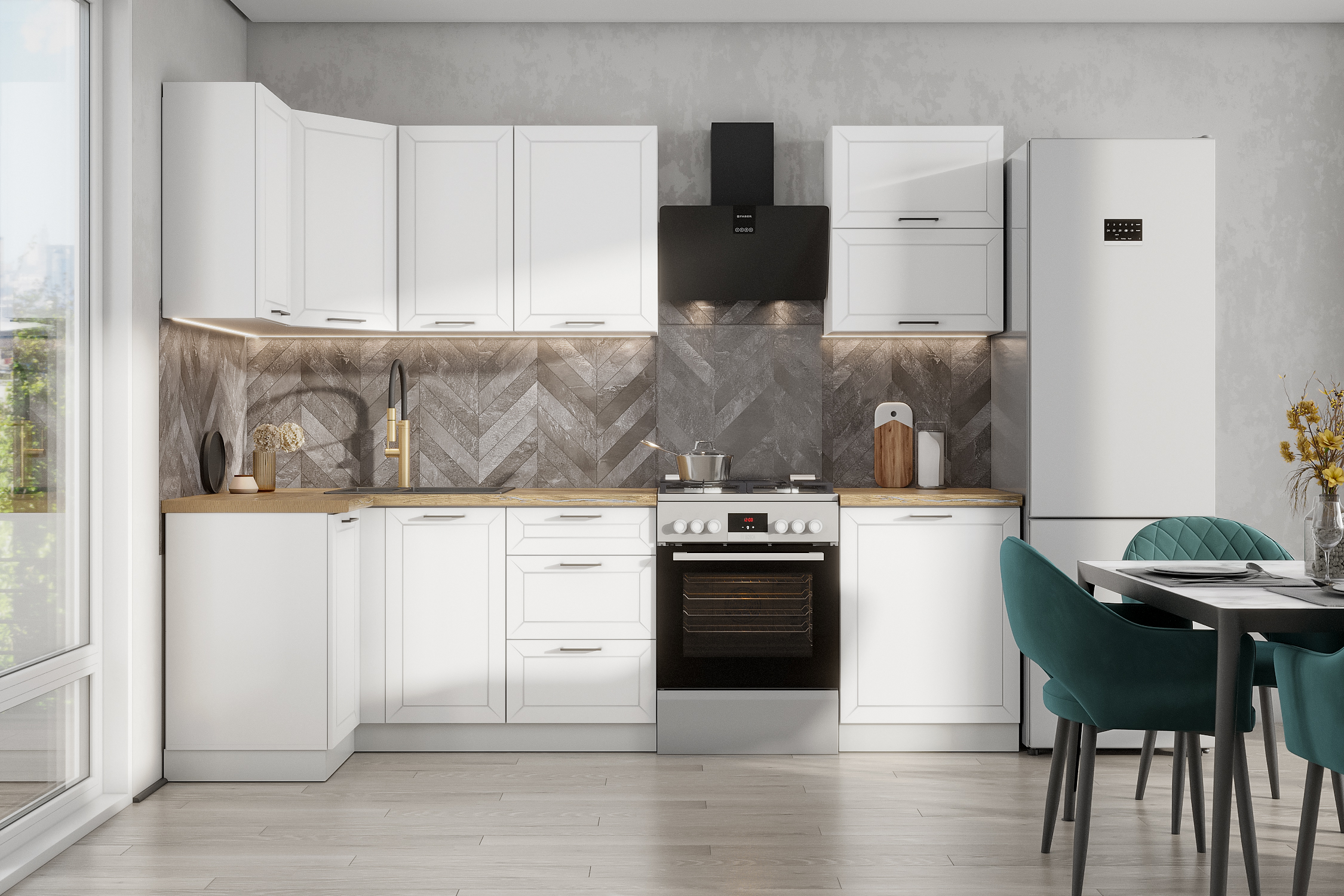 КГ Угловой Вектор 40*210 Бланж (без столешницы) в.14