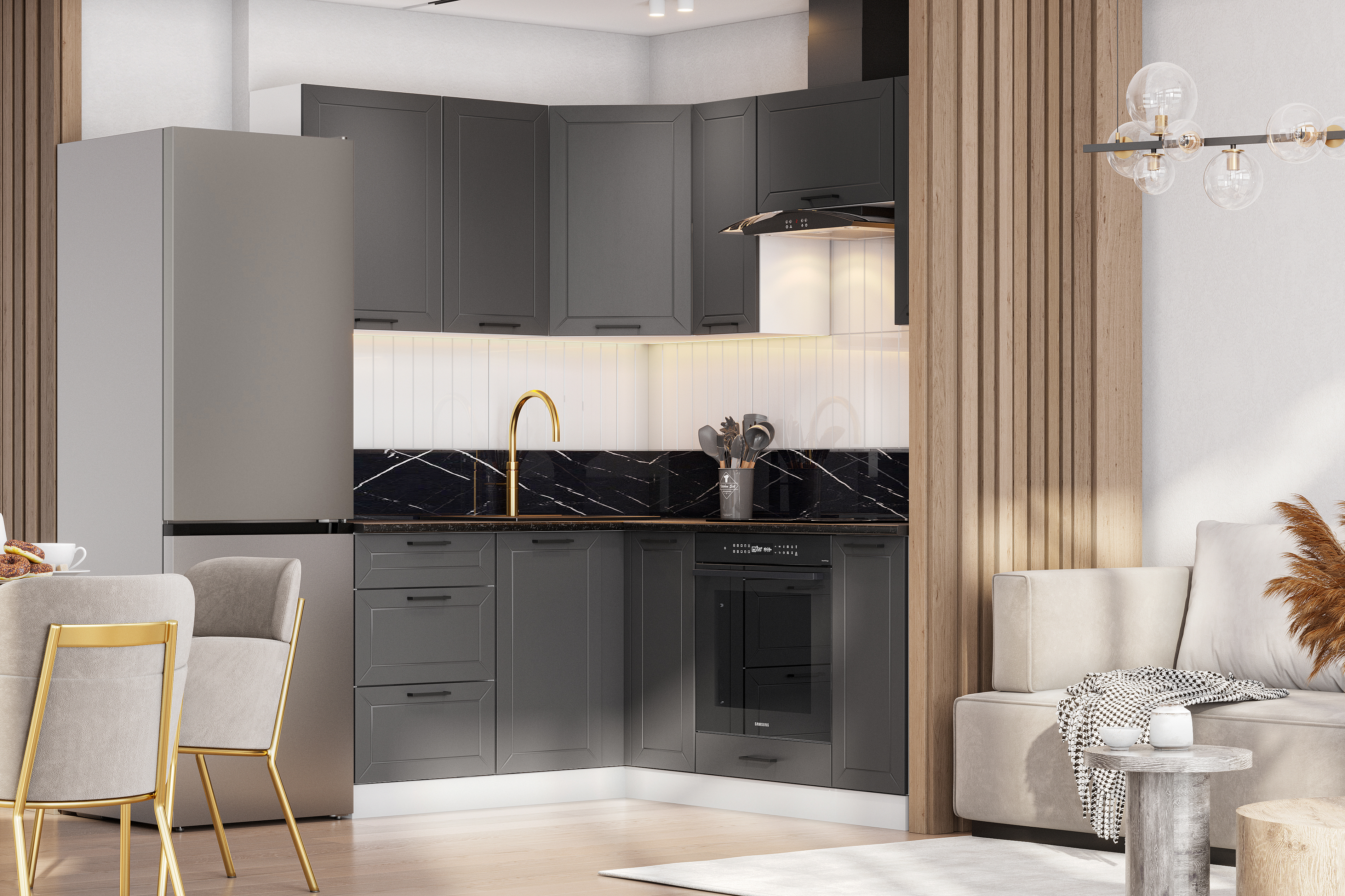 КГ Угловой Вектор 150*120 Бланж;Графит (без столешницы) в.22