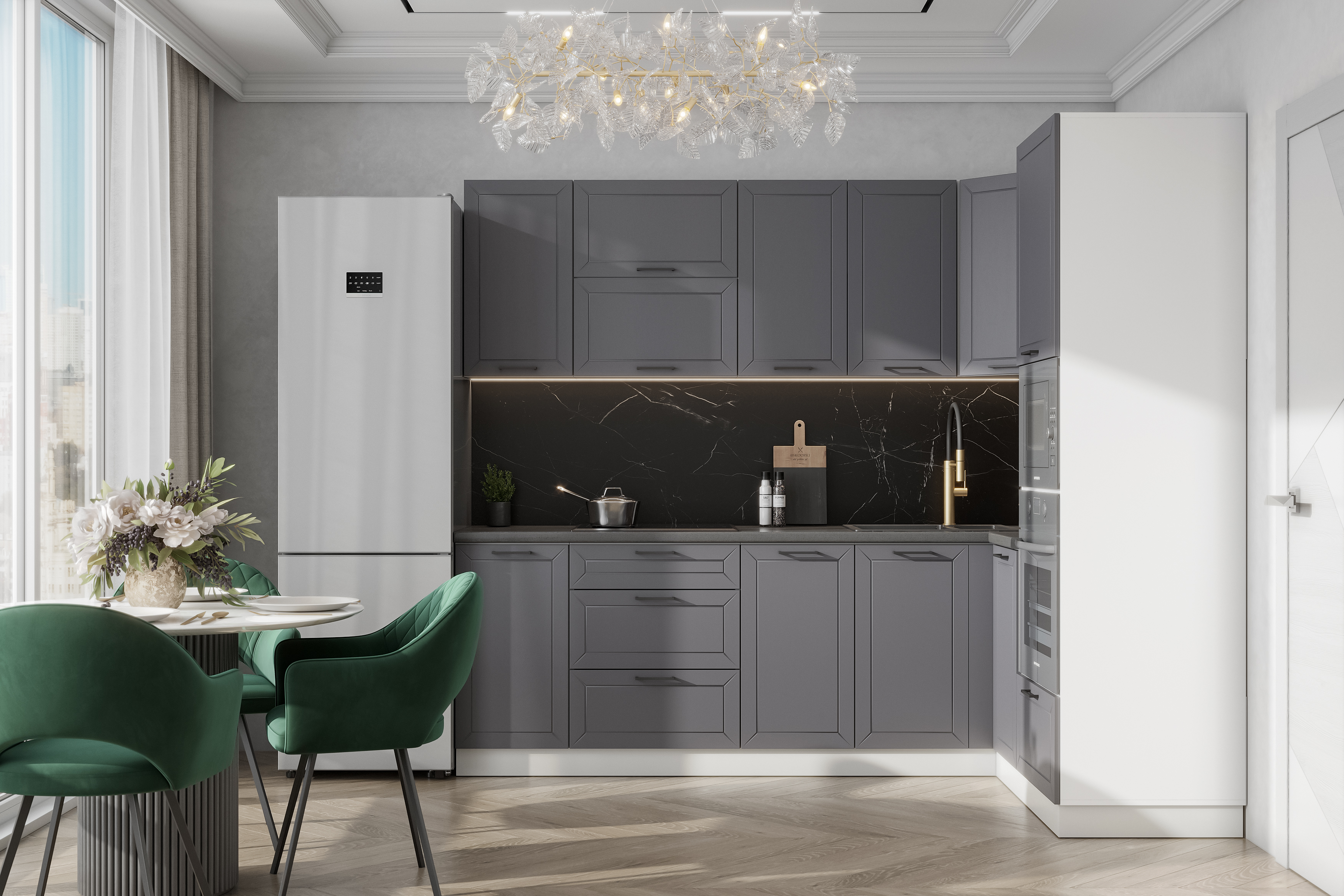КГ Угловой Вектор 240*100 Графит (без столешницы) в.27