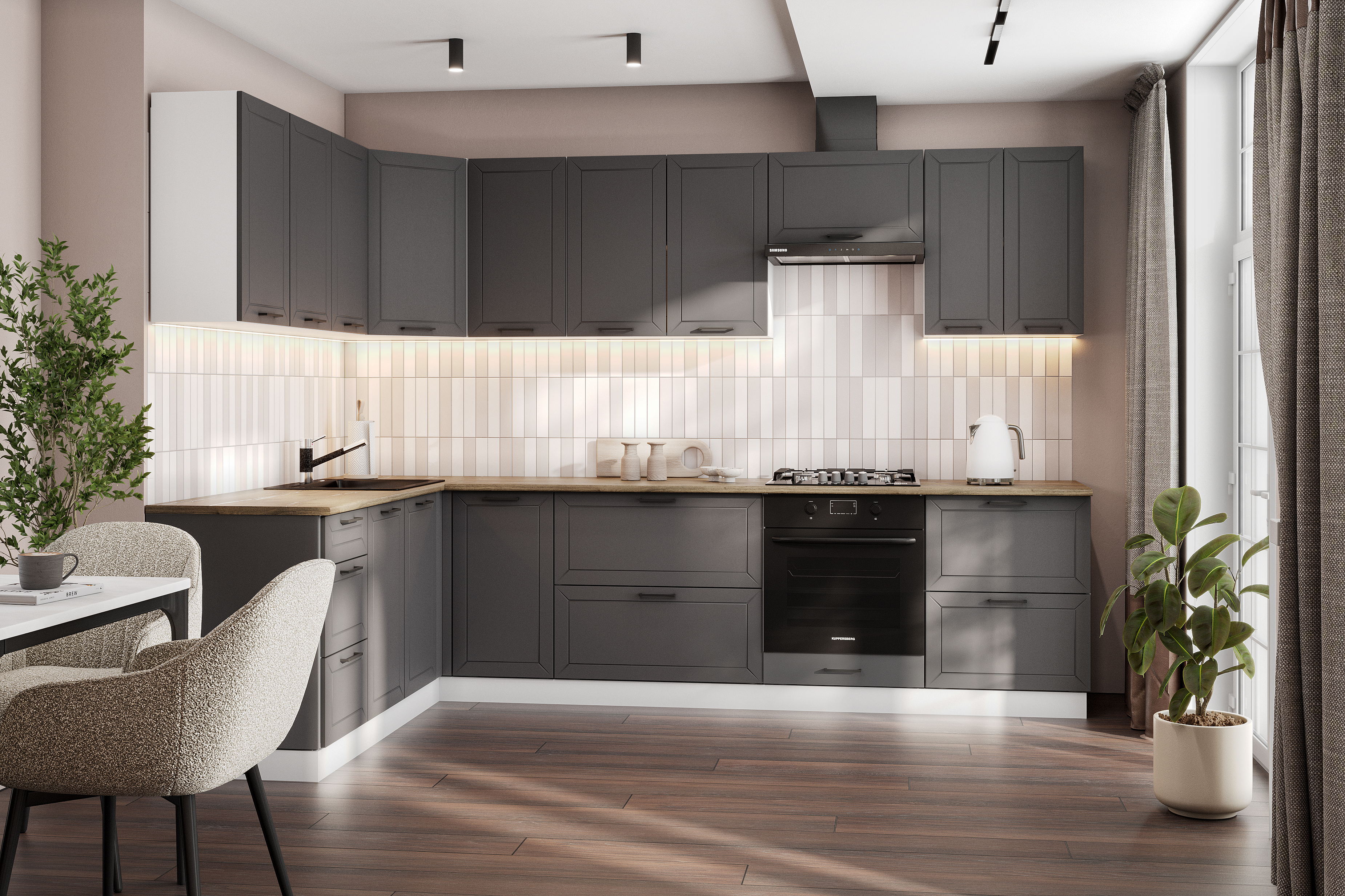 КГ Угловой Вектор 120*300 Графит (со столешницей, сонома, 26) в.64