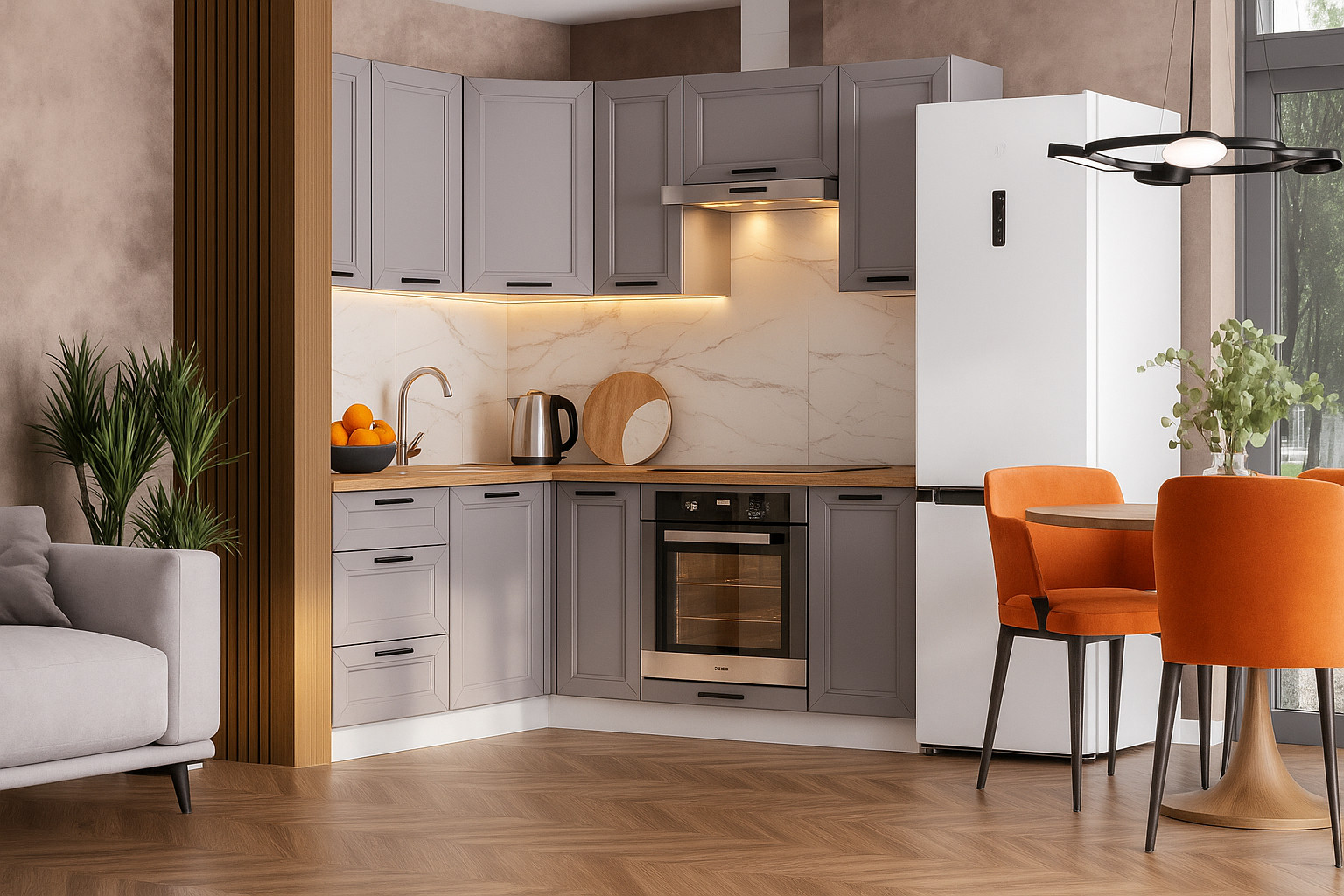 КГ Угловой Вектор 150*120 Бежевая (со столешницей, сонома, 26) в.7