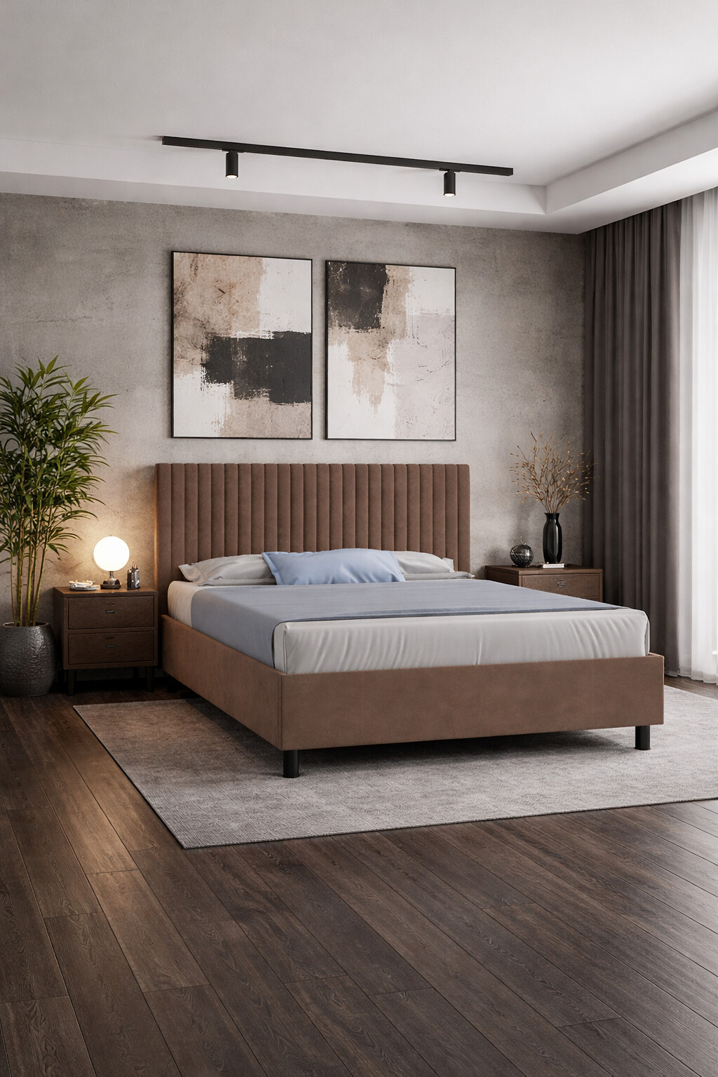 Кровать Леона 140х200 (Классик, ППМ, 1000Н, Микровелюр корица)