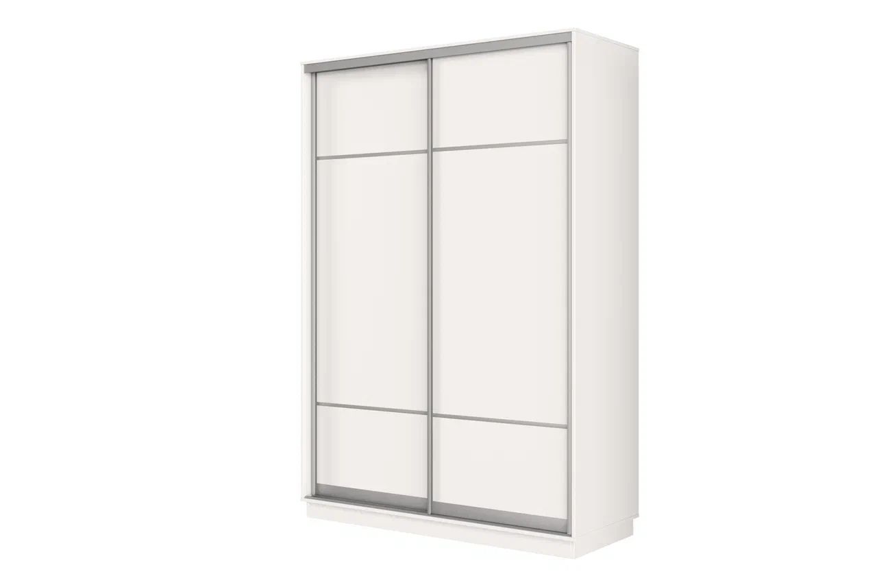 Шкаф-купе Классика 10 (каркас белый 07, фасады 08.08 белый 07.07) профиль серебро 01