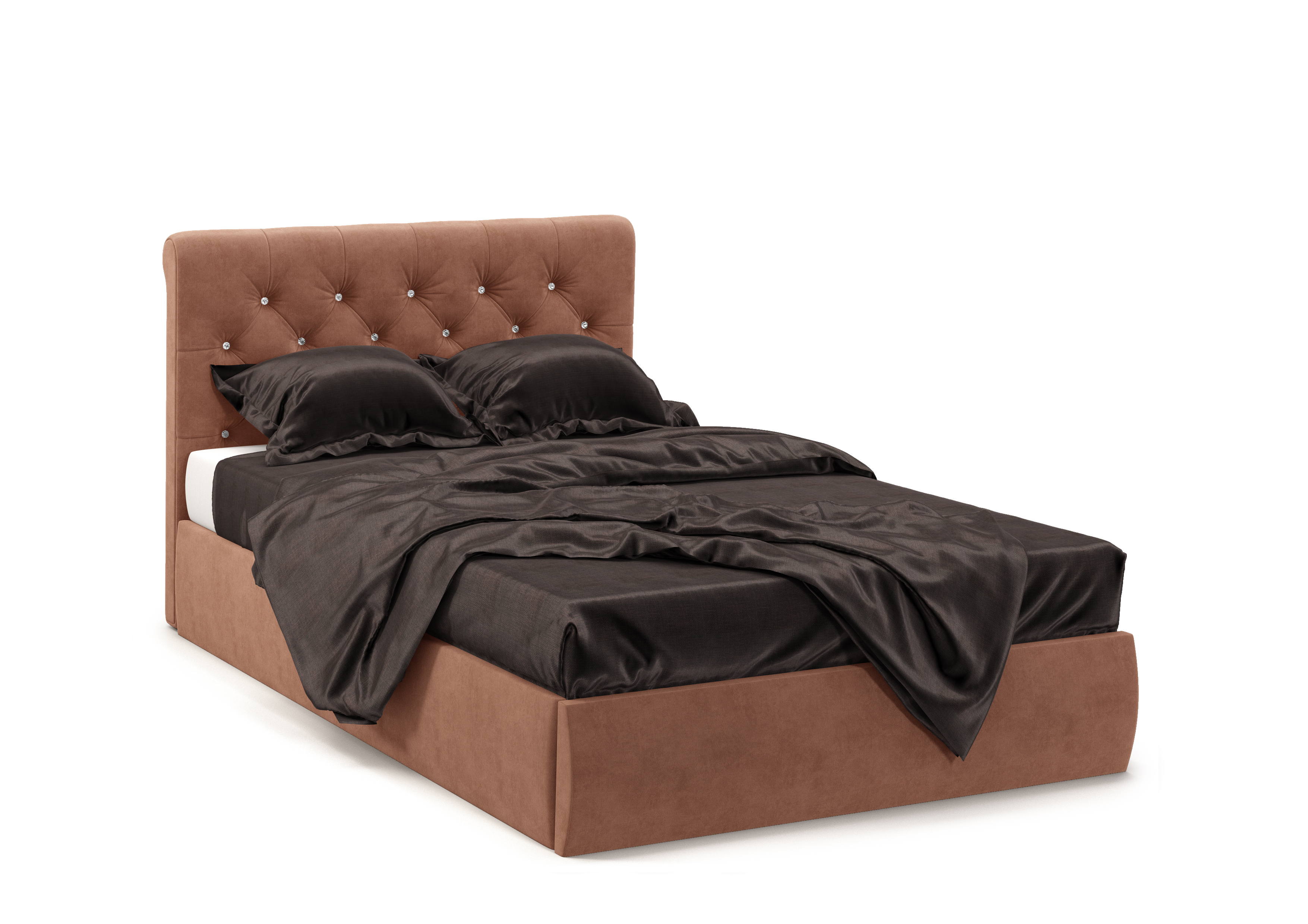 Кровать Беатриче 140×200 с подъёмным механизмом, Ultra ореховый, декор: стразы