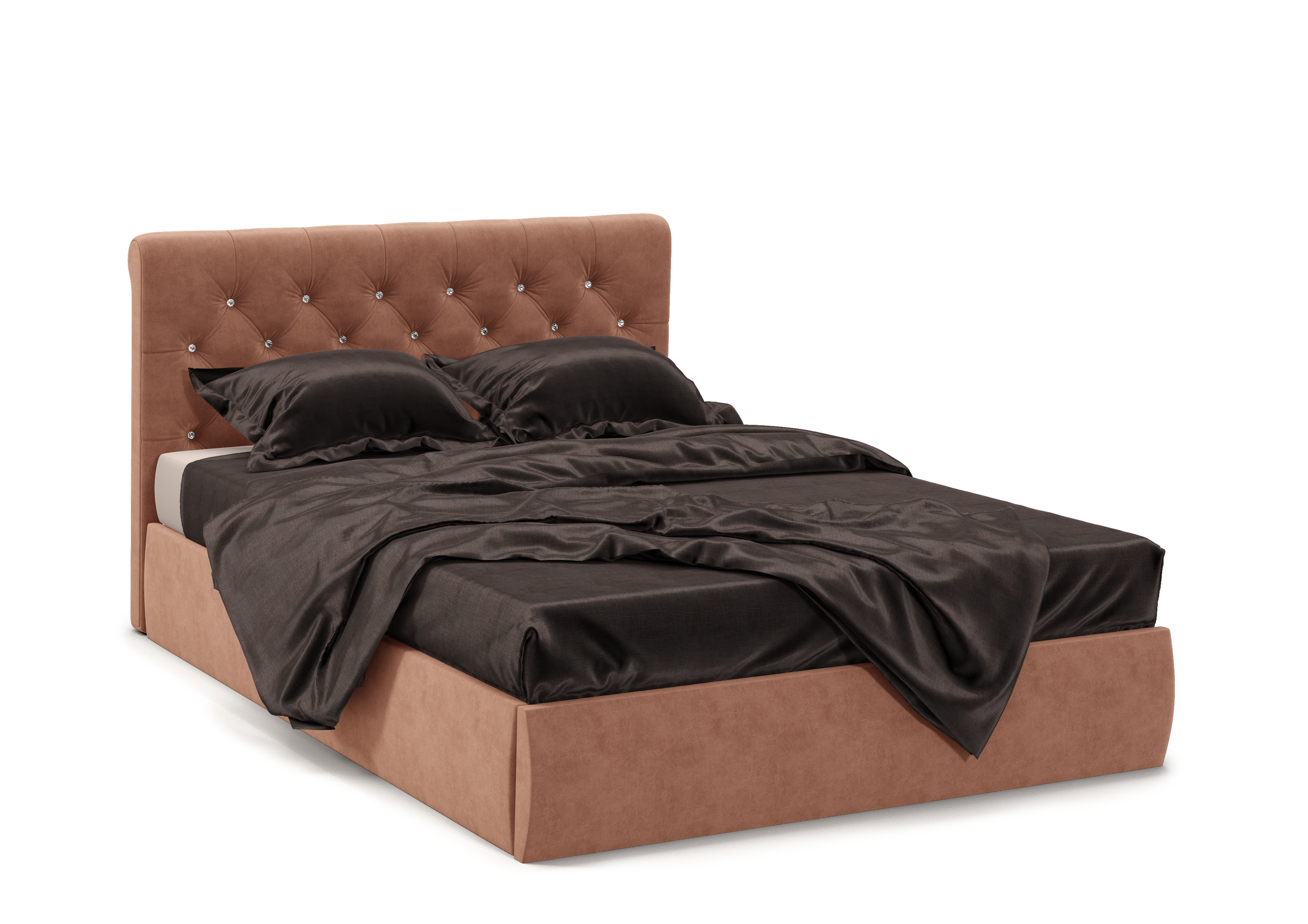 Кровать Беатриче 160×200 с подъёмным механизмом, Ultra ореховый, декор: стразы