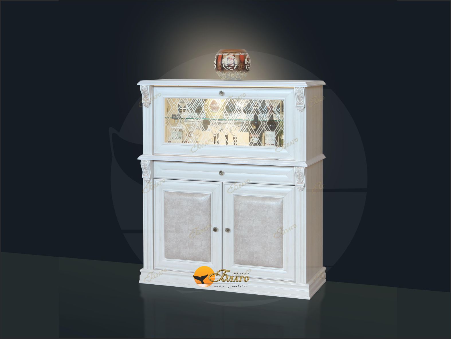 Комод с баром карамель/игуана