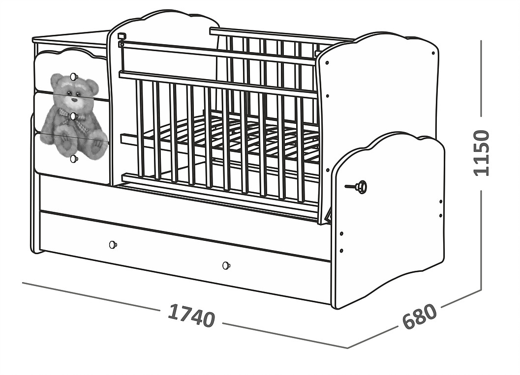 Кроватка трансформер с маятником сборка